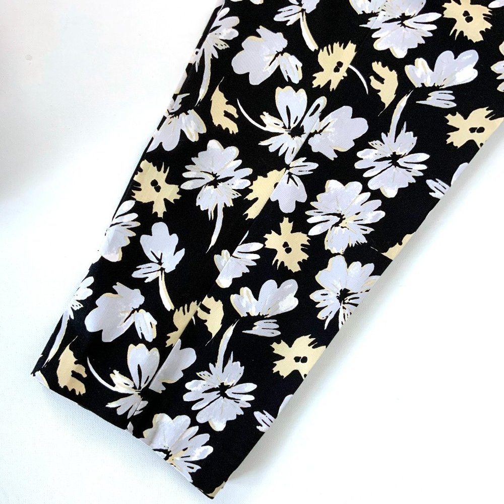 New Saks Fifth Avenue Sport Black Floral Stretch Cotton Cropped Pants Sz 14 - Picture 11 of 16